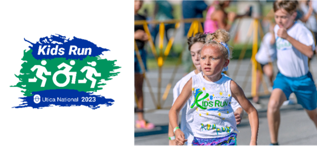 Utica National 2023 Kids Run - logo representing kids of all types and abilities