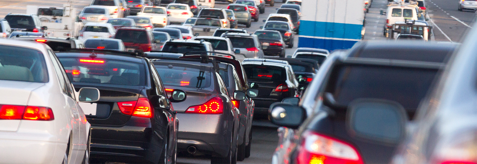 Road with bumper to bumper traffic