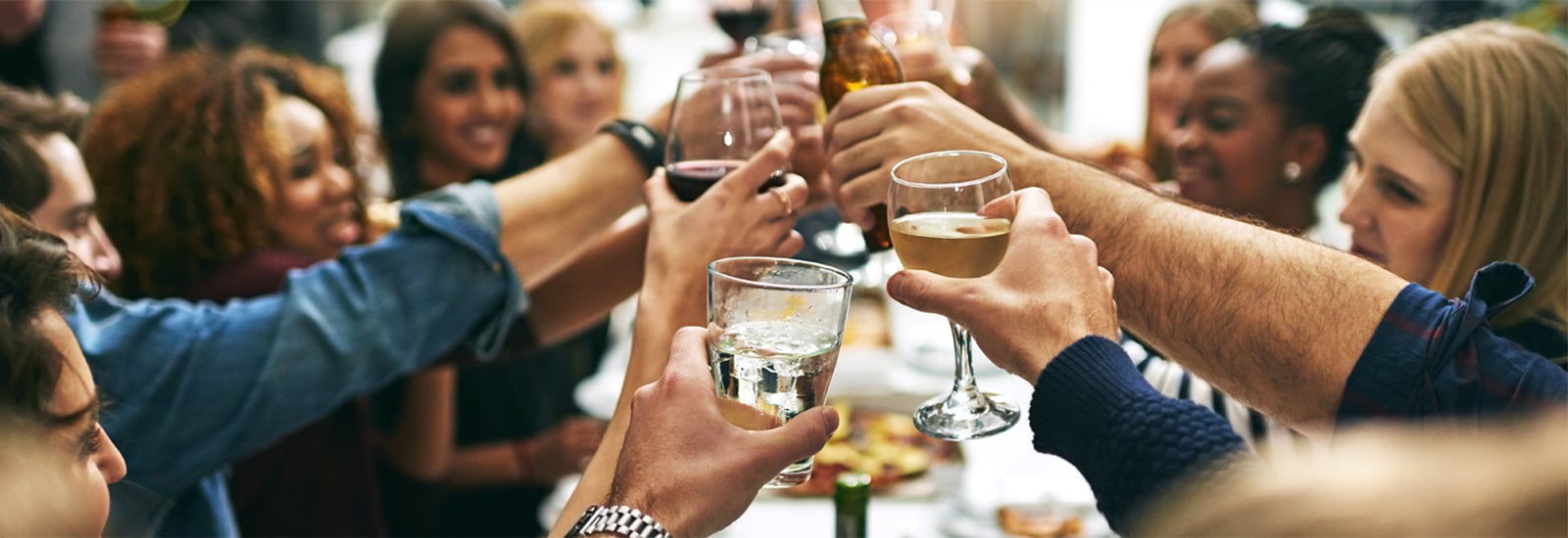 Group drinking a toast at a party